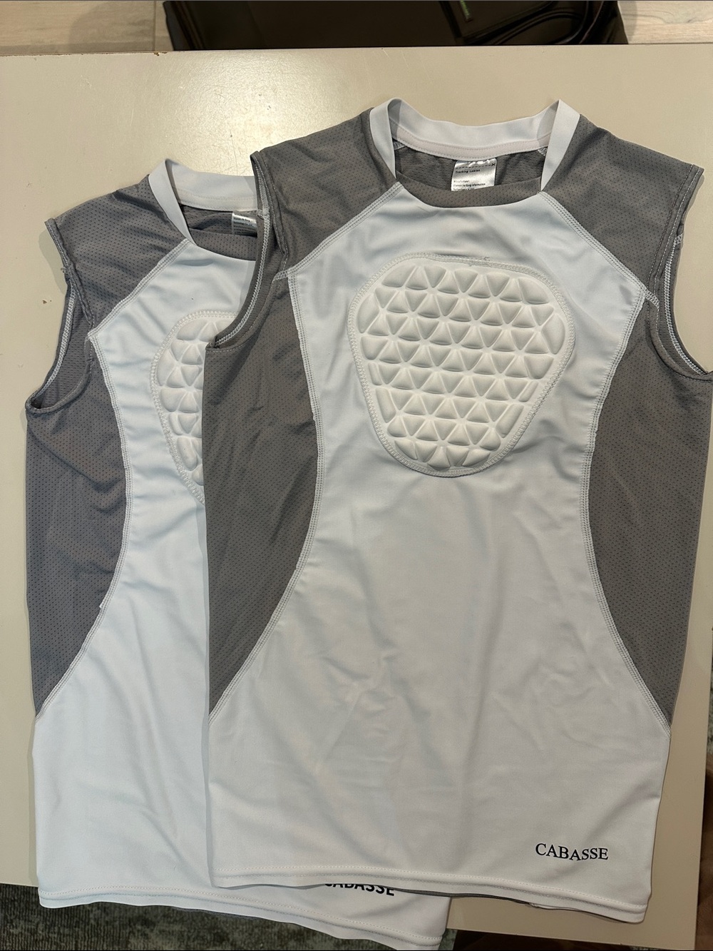 2 Youth Chest Protectors White and Gray Padded Performance Tank Top for Sports
